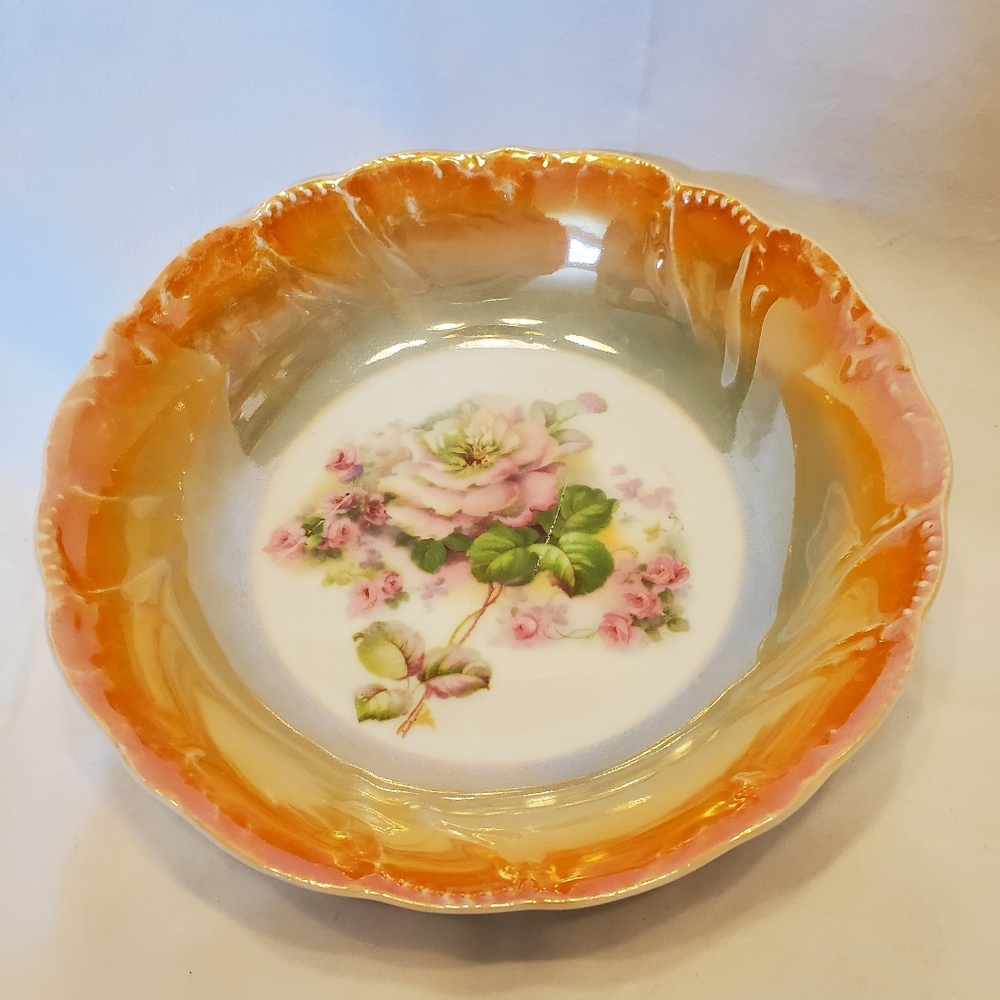 Vintage German Porcelain Floral Serving Bowl, Made In Bavaria